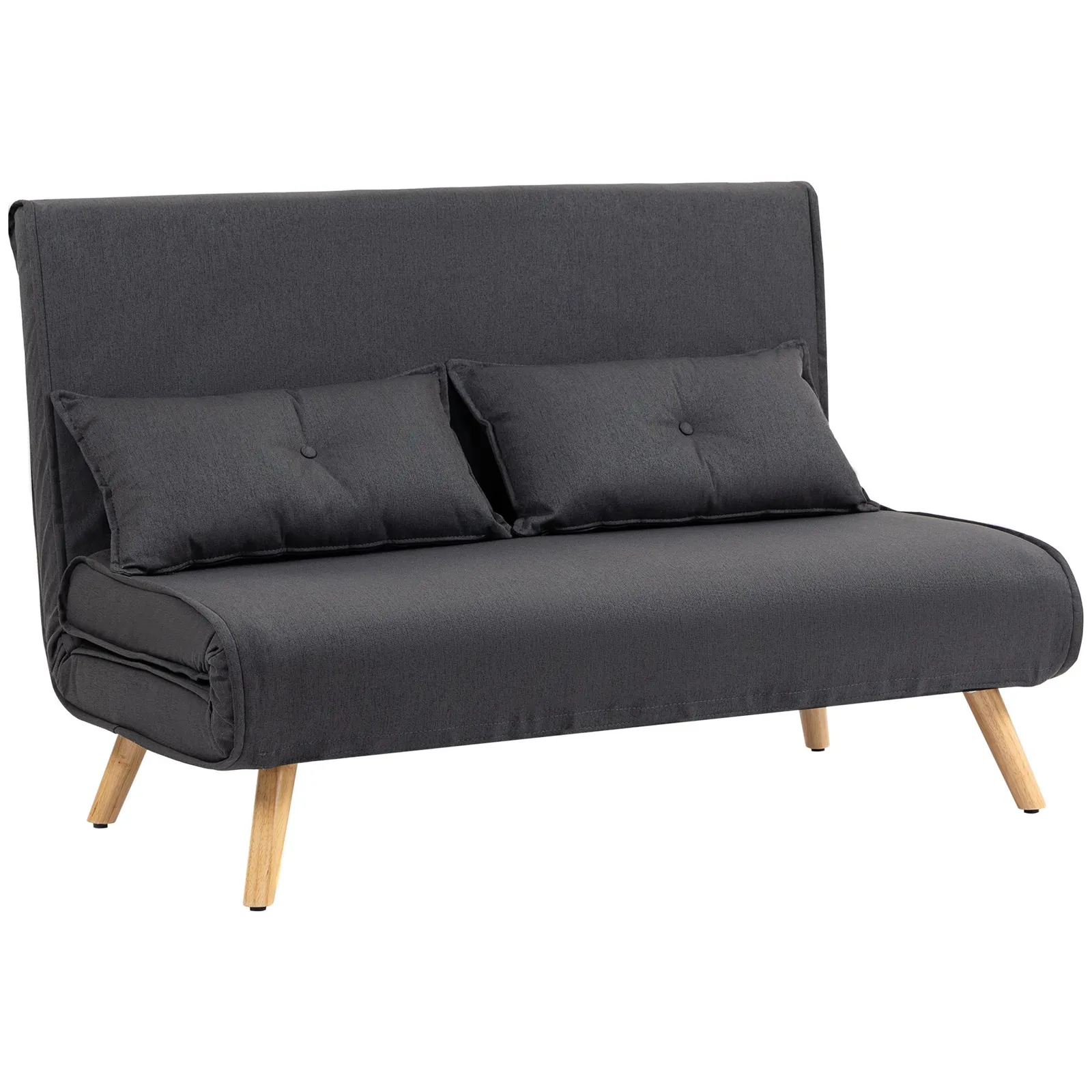 HOMCOM Click Clack Sofa Bed, 2 Seater Bed Settee for Living Room in Dark Grey 2
