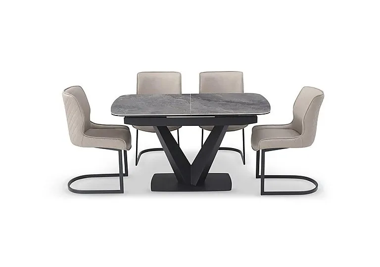 Cupra Pop Up Extending Dining Table and 4 Chairs - 140-cm - Taupe
