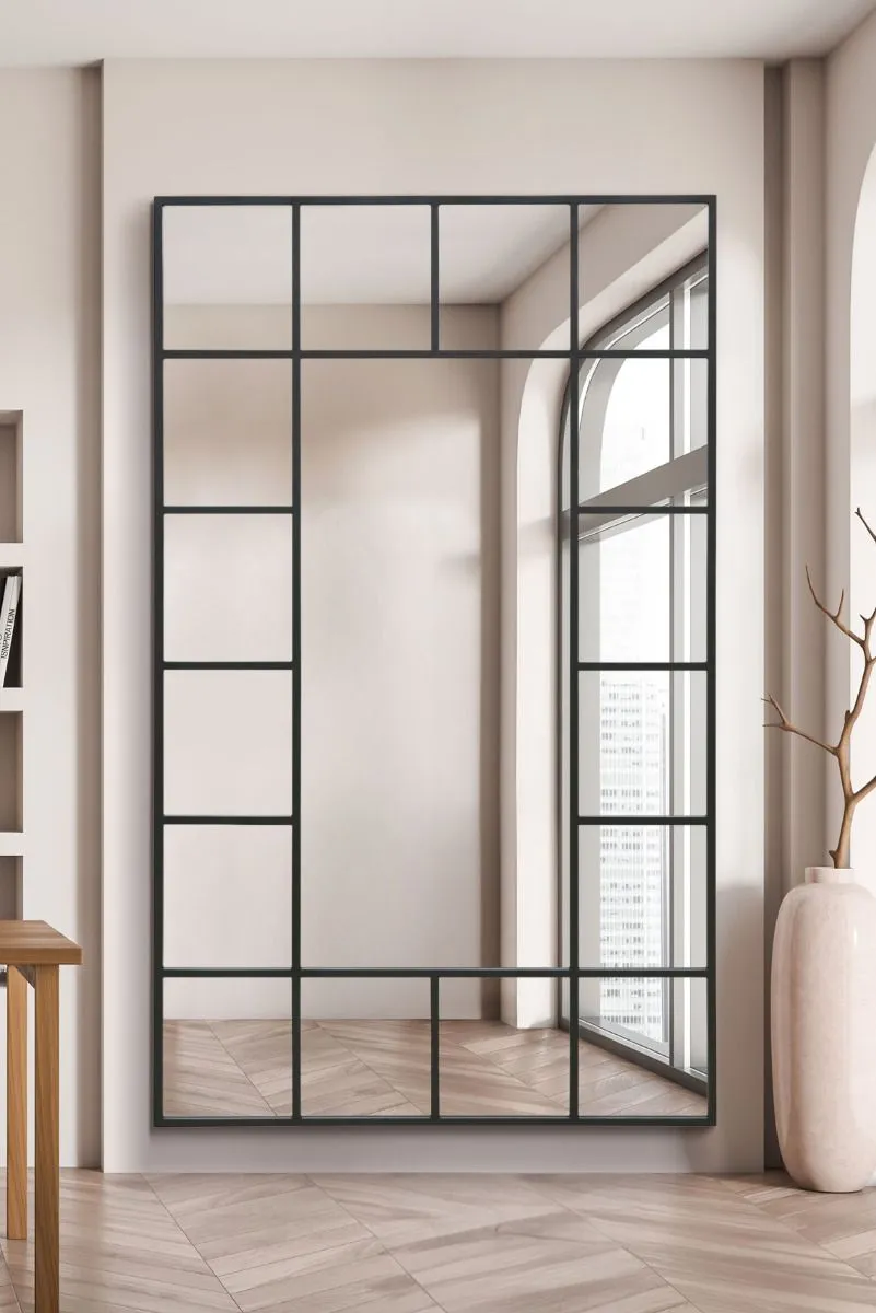 MirrorOutlet Black Modern Wall & Leaner Mirror 79" X 47" (200 x 120CM) 2