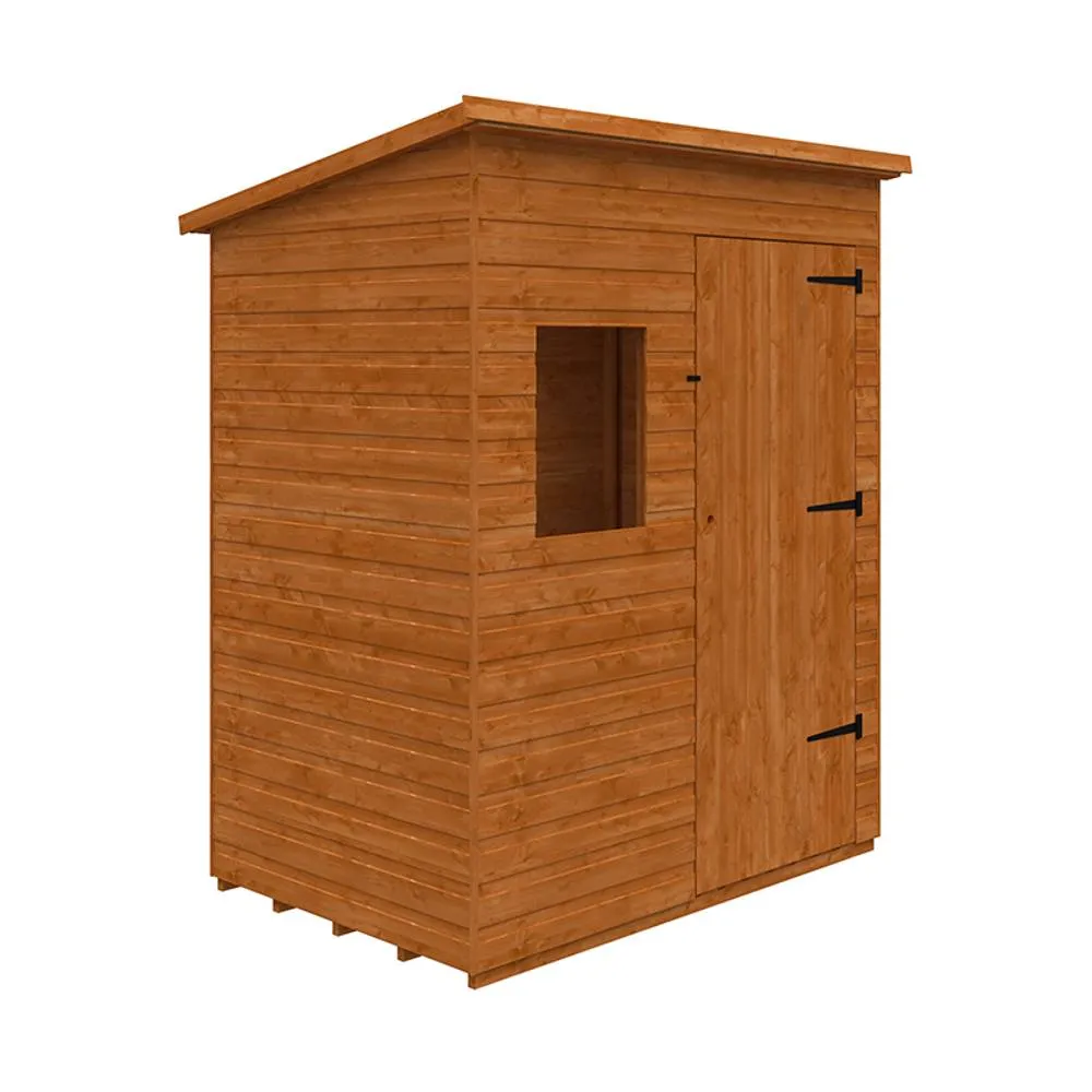 Buttercup Farm 6 x 4 Feet Deluxe Pent 12mm Shed - Solid Wood/Softwood/Pine in Burnt Orange