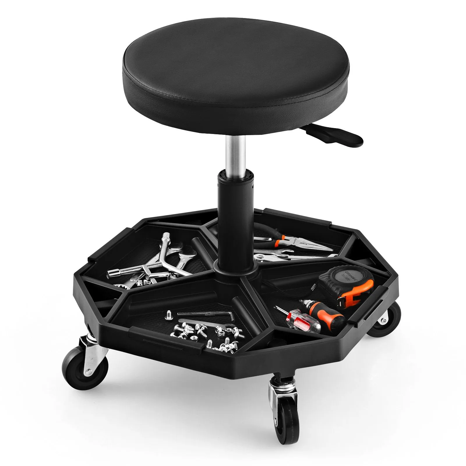 Costway Makeup Vanity Desk with Lighted Mirror & Padded Stool in Black