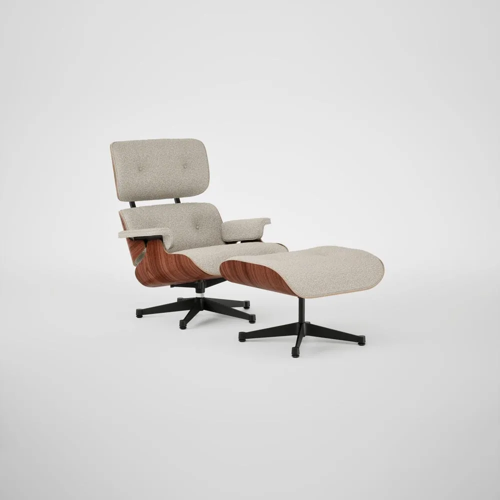 Vitra Eames Lounge Chair & Ottoman Santos Palisander Cont. Nubia 03 Cream Sand Polished Black Base 04 1