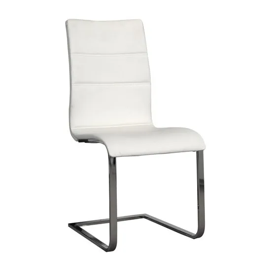 Elisa Dining Chair In White With Silver Legs