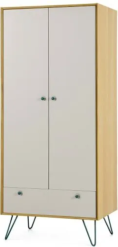 Dotty Double Wardrobe, Oak & Grey
