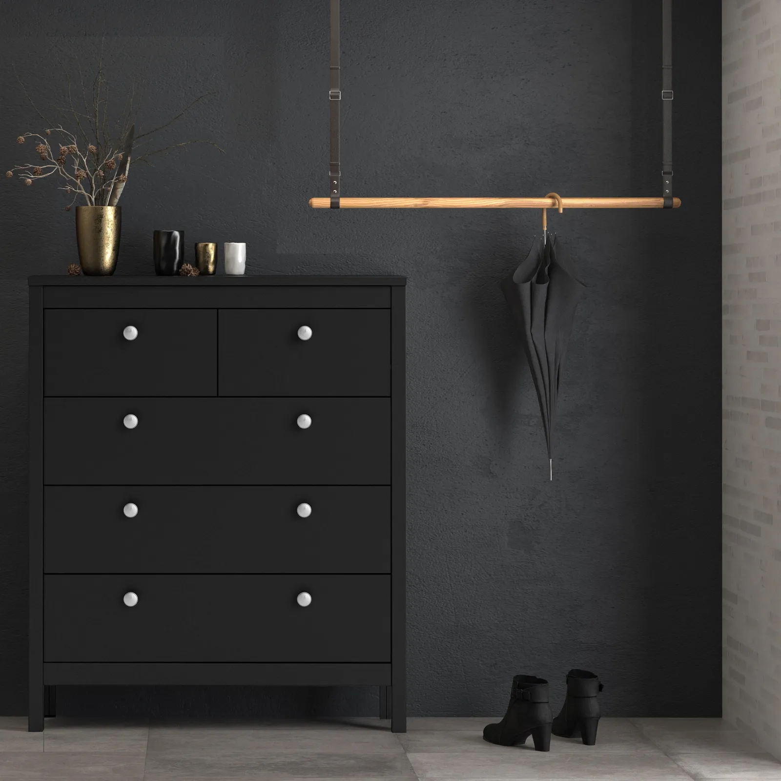 Furniture To Go Madrid Chest 3+2 Drawers in Black 5