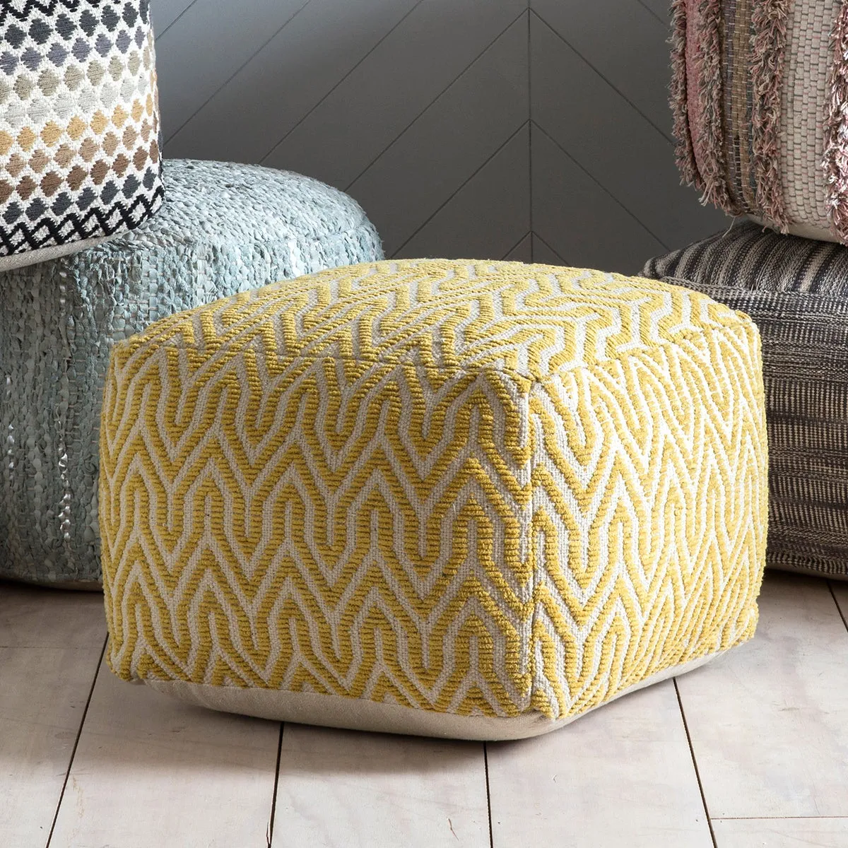 Stromstad Pouffe Yellow/White