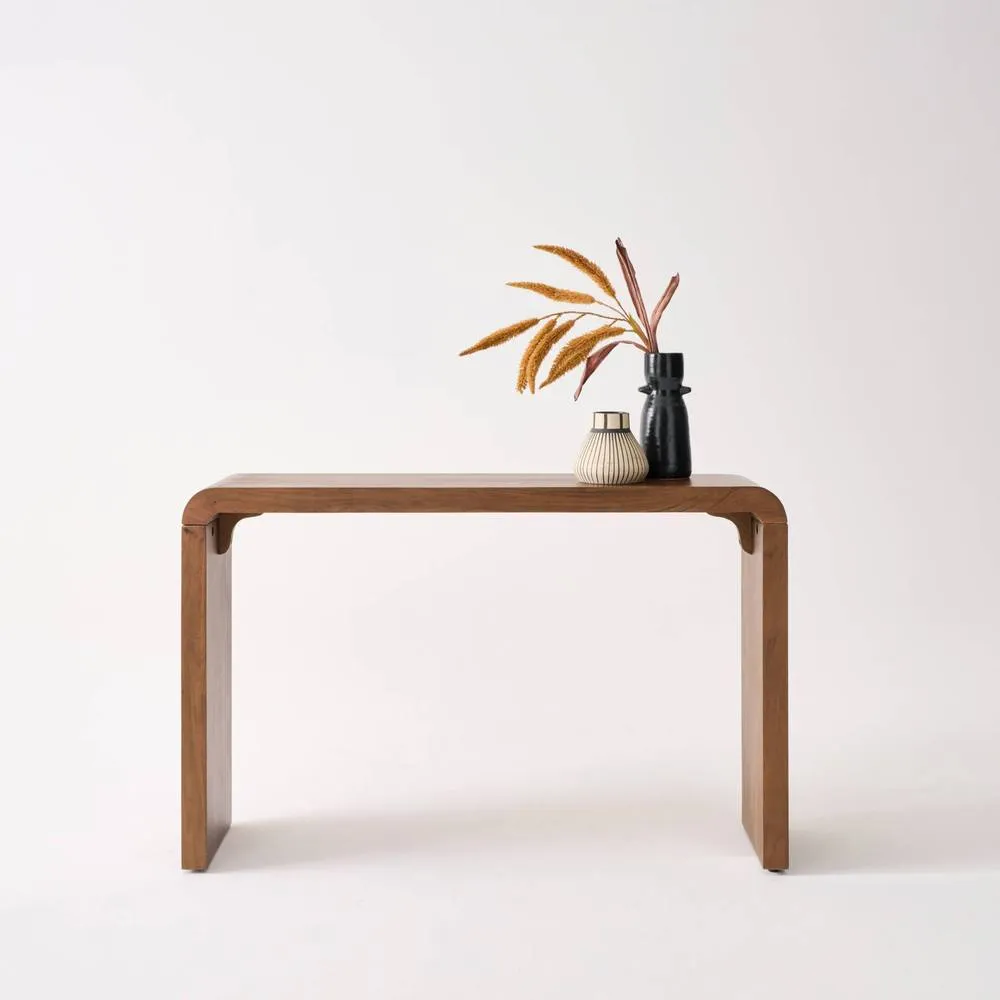 sweeek Exotic Acacia Wood Console in Dark Brown 4