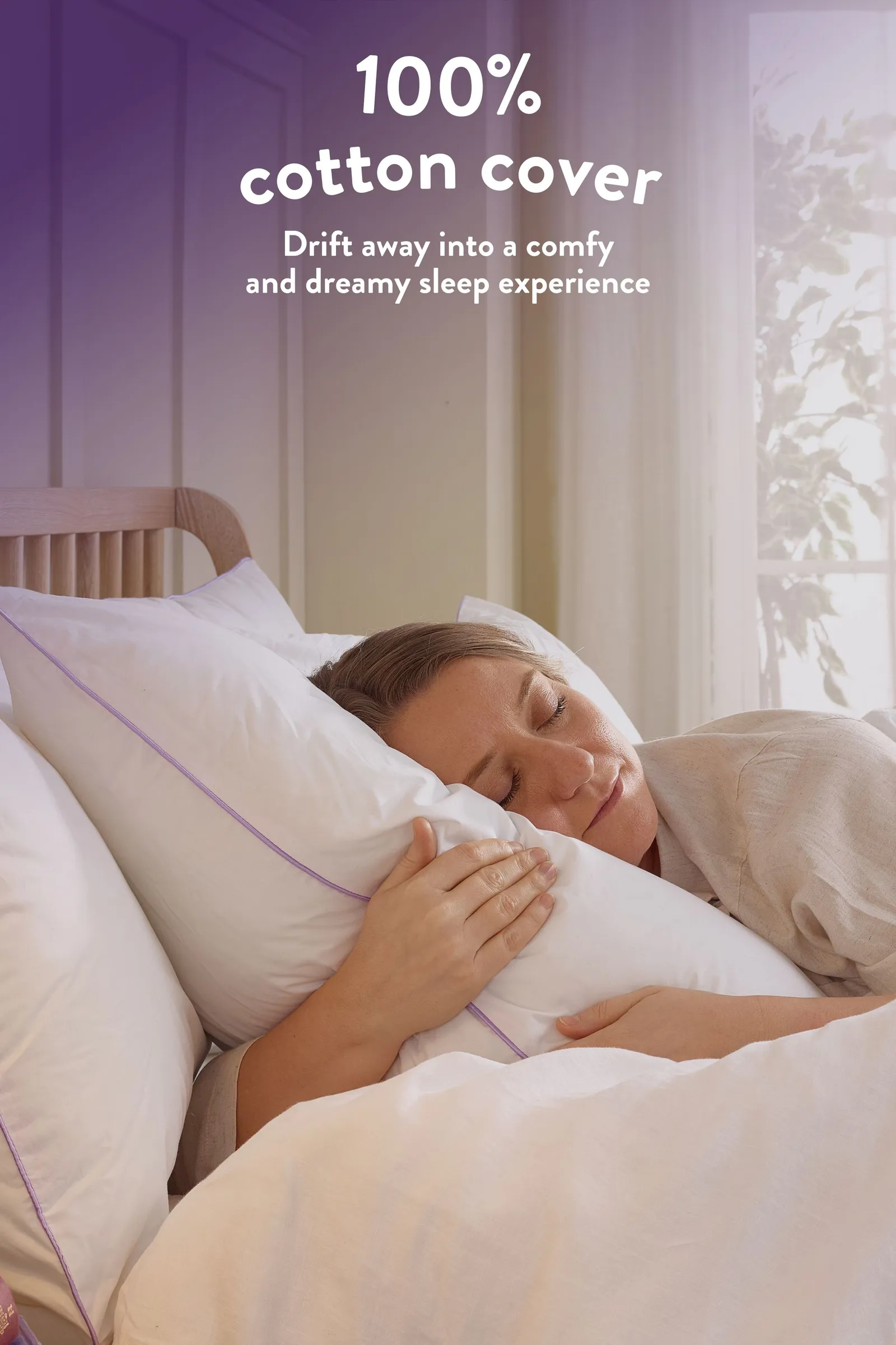 Slumberdown Comfy Cotton Pillow, Firm Support, 2 Pack in White 4