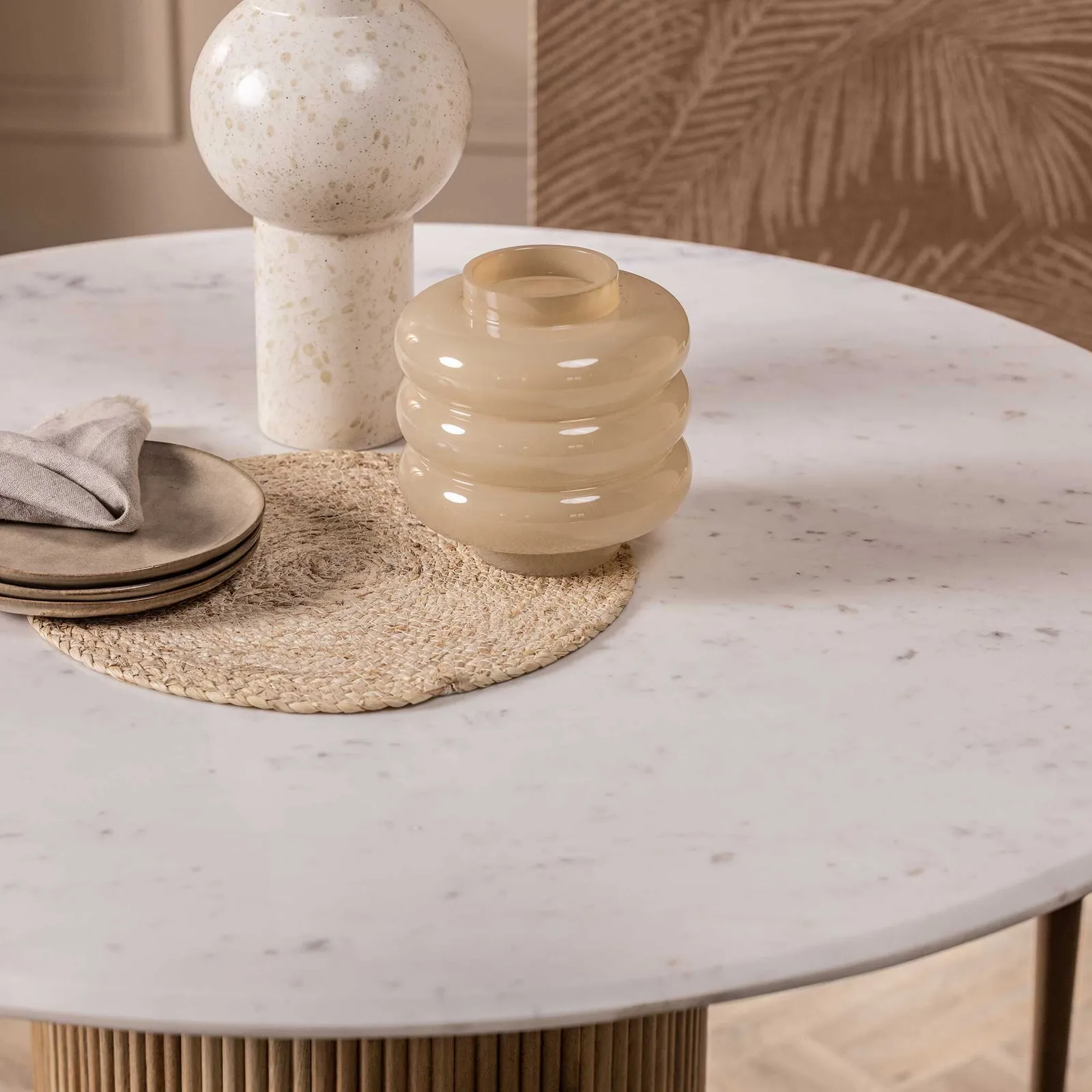 Fuji Round Table, Round, Neutral Marble | Barker & Stonehouse 5