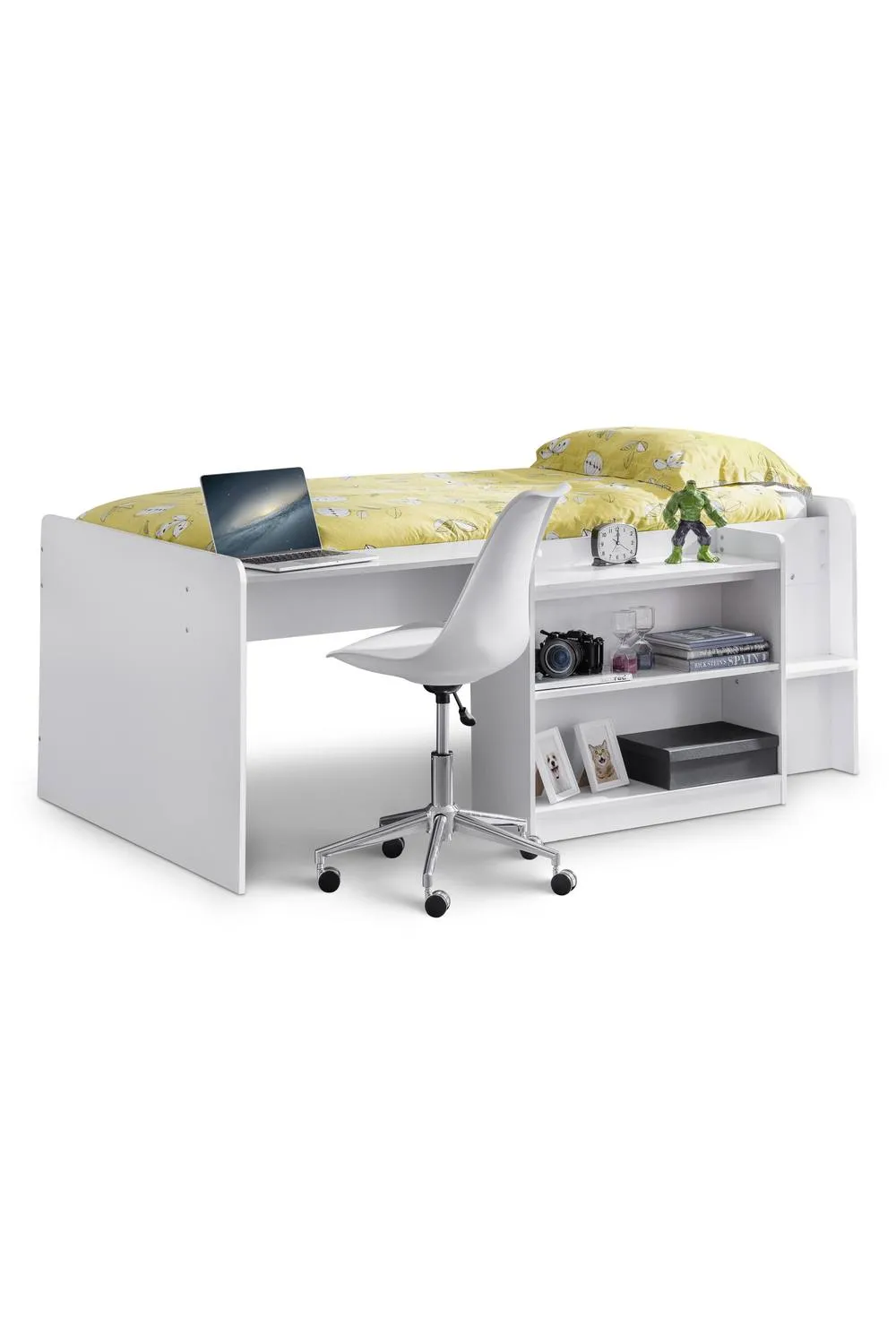Julian Bowen Neptune Midsleeper Cabin Bed with Desk in White 2