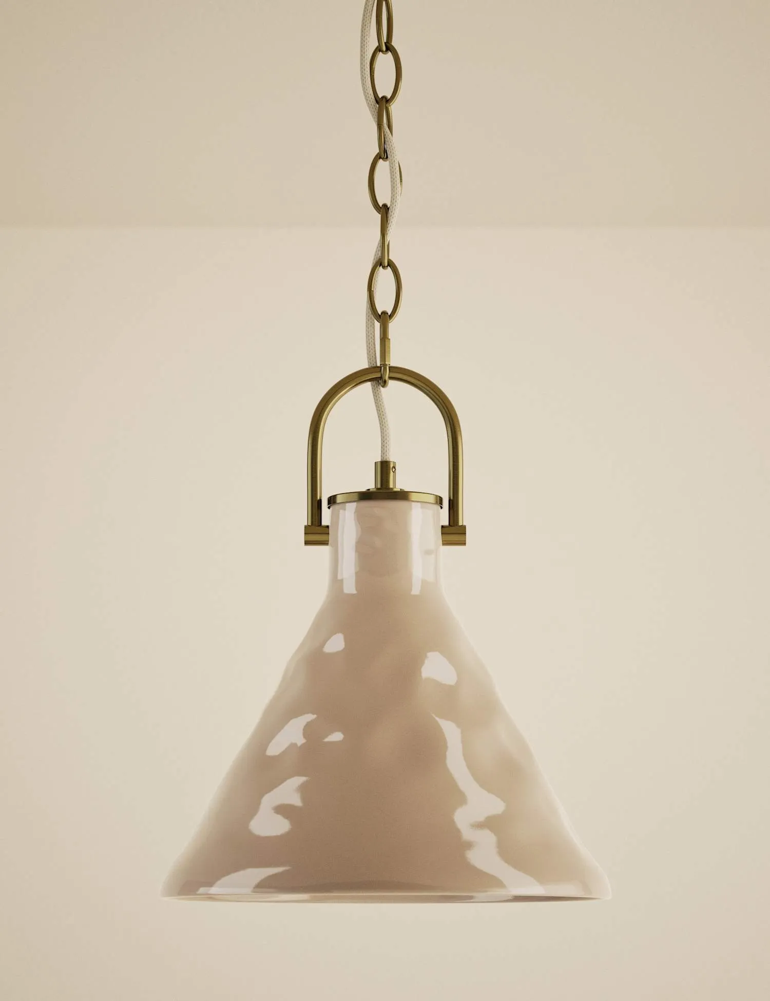 M&S Ceramic Mottled Cone Pendant Light Biscuit