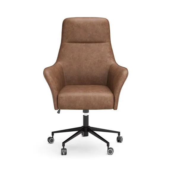 Kingswell Winged Office Chair, Faux Leather 6