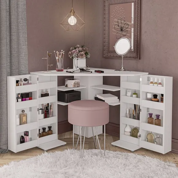 Elena Corner Dressing Table, White 2