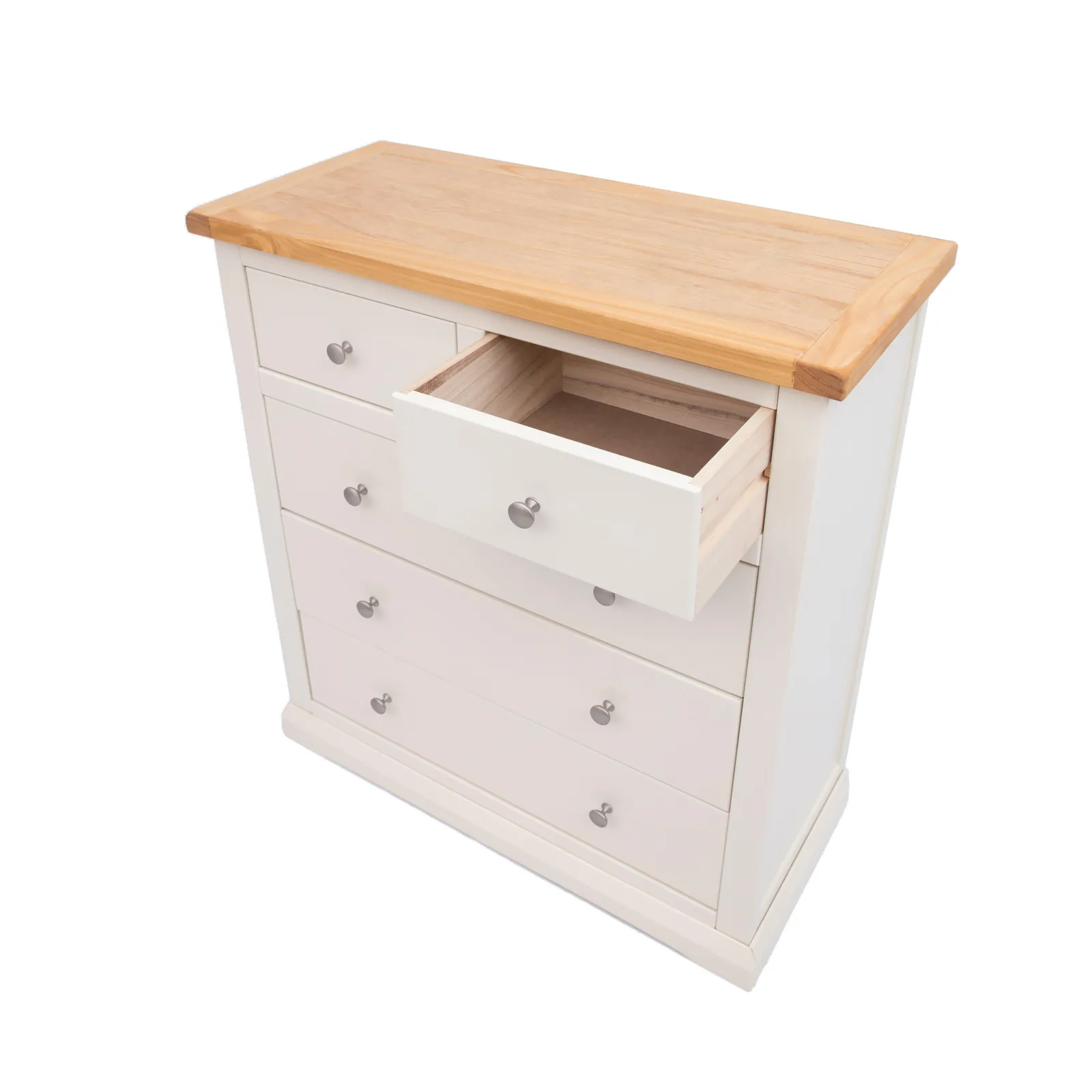Cabinet Bits Castelli 5 Drawer Chest of Drawers Chrome Knob in Off-White 4