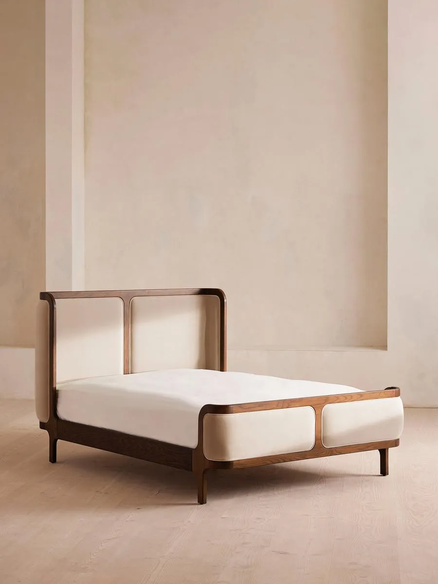 Belsa Bed, King, Velvet, Porcelain