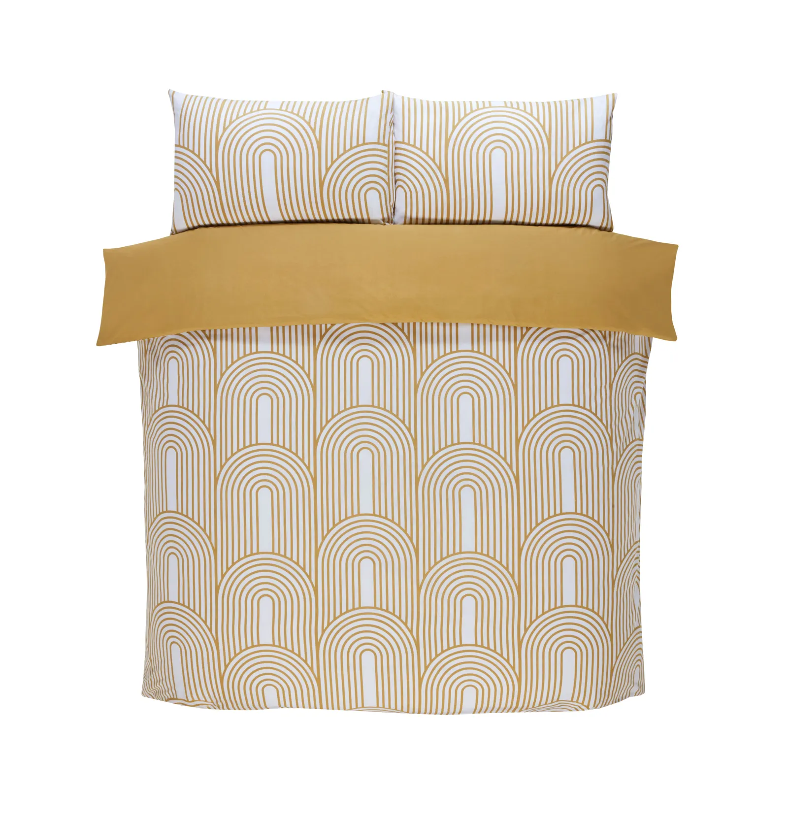 Rapport Home Arches Geometric Polycotton Duvet Cover Set With Pillowcase in Yellow 4