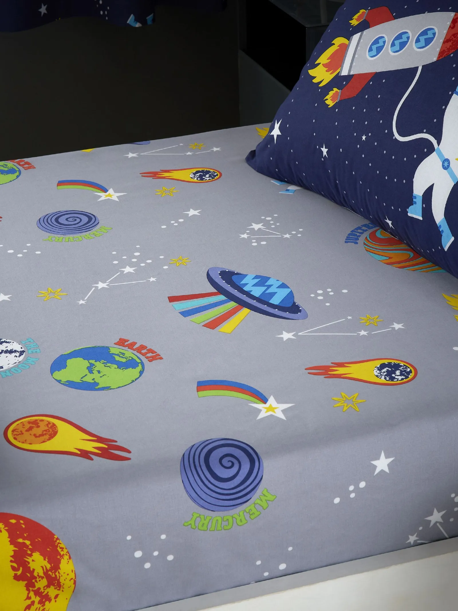 Catherine Lansfield 'Lost In Space' Fitted Sheet in Grey 1
