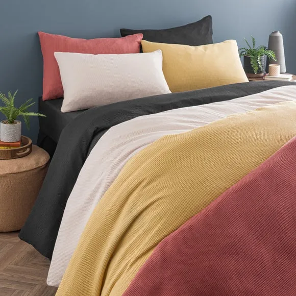 Alston Waffle Polycotton Duvet Cover and Pillowcase Set 6