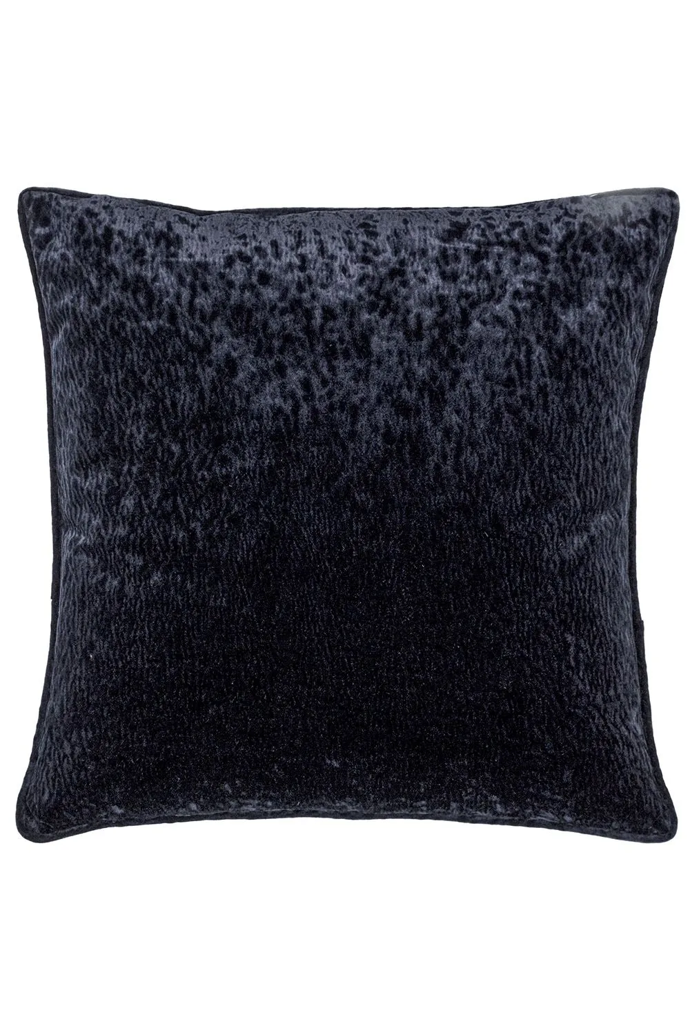 Paoletti Ripple Pressed Velvet Piped Cushion in Black