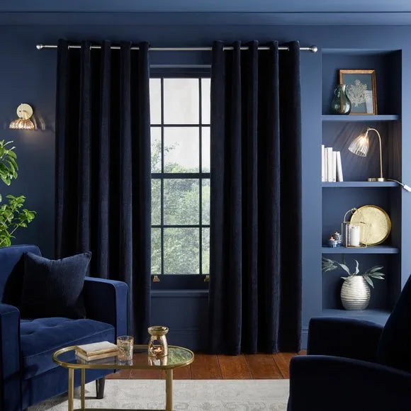 Luxe Textured Chenille Eyelet Curtains 2