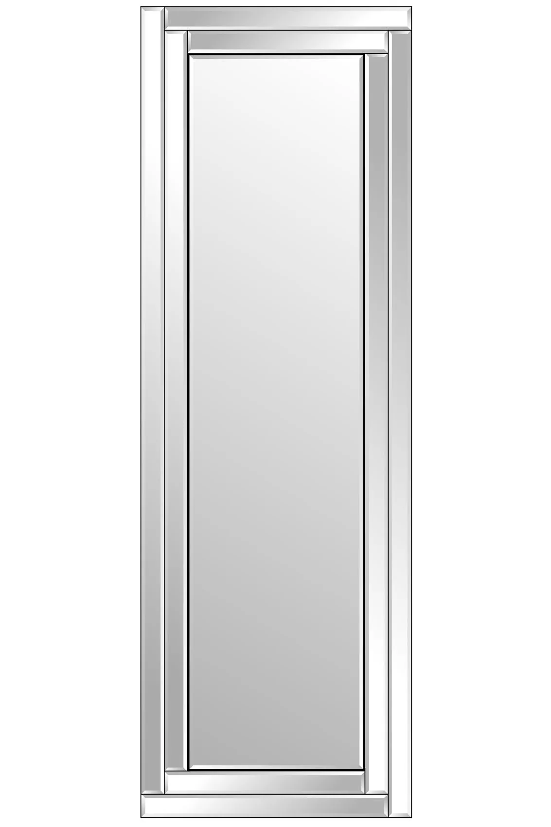 MirrorOutlet Luxford All Glass Bevelled Dress Mirror 120 x 40 CM in Silver 5