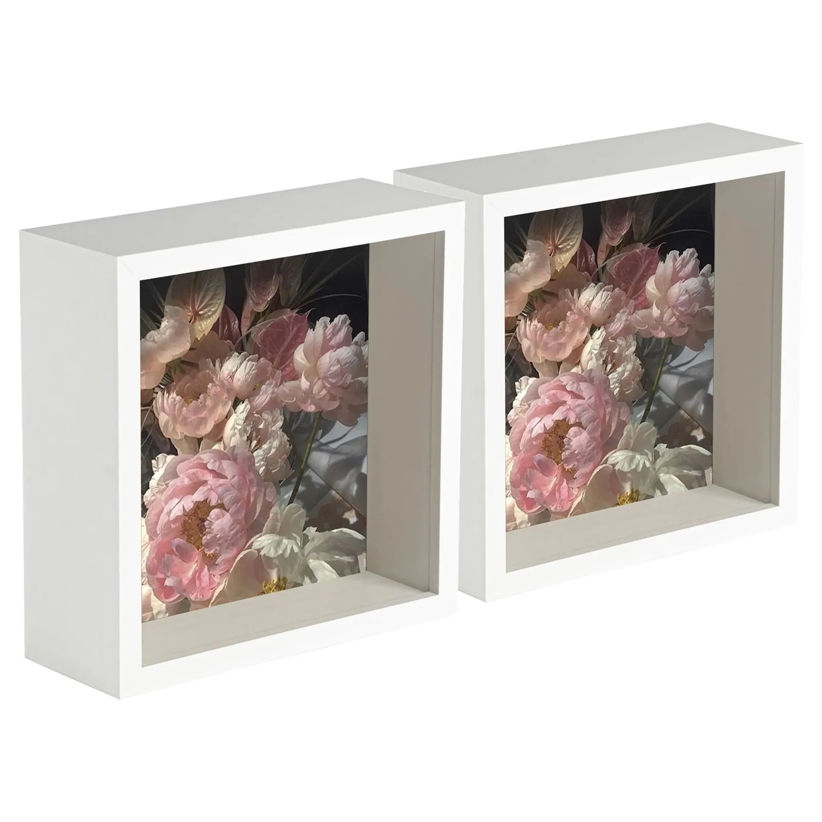 Nicola Spring 5x 3D Deep Box Photo Frames - 6 x 6" Square Box Picture Display Frame in White 1