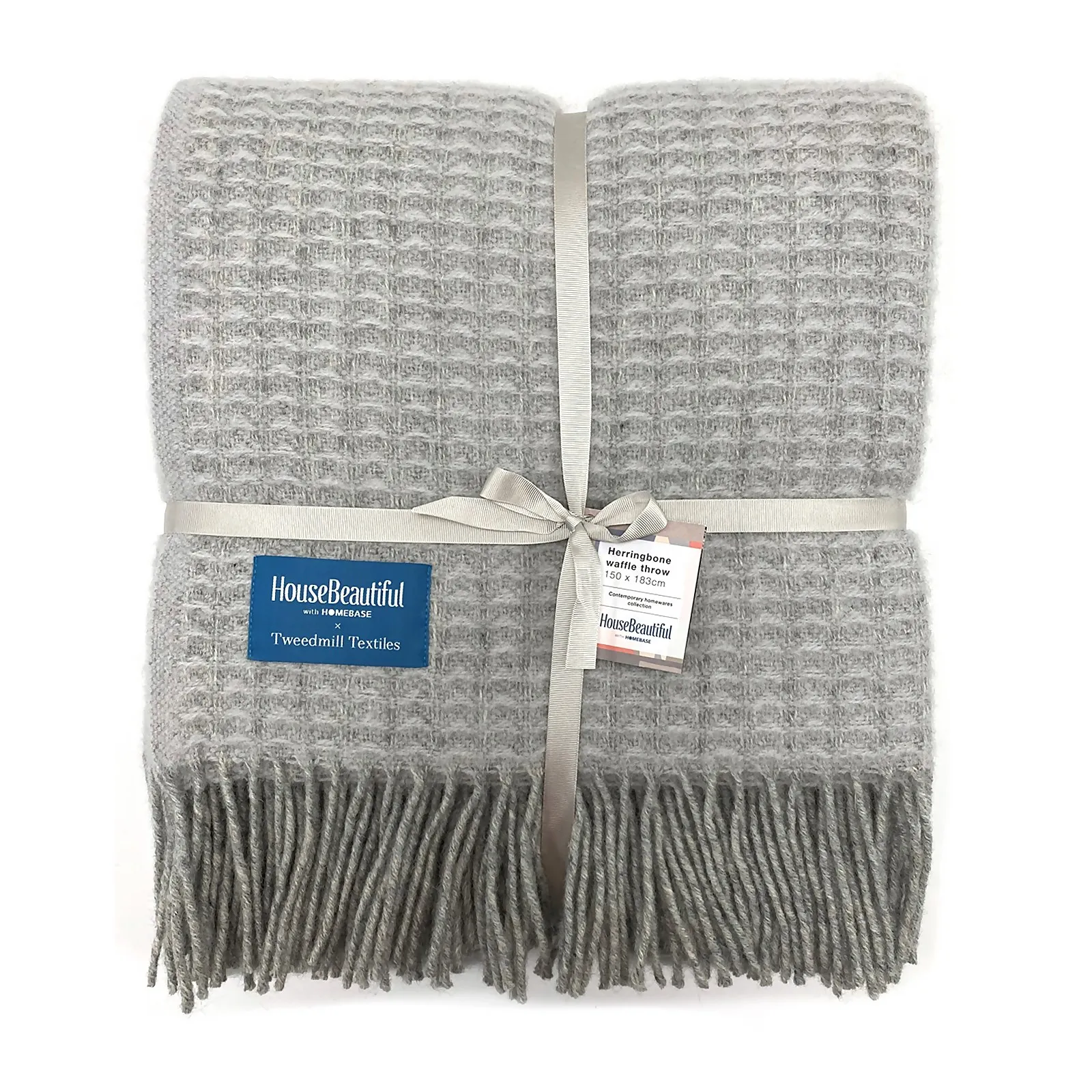 House Beautiful Wool Waffle Throw - 150x183cm - Grey