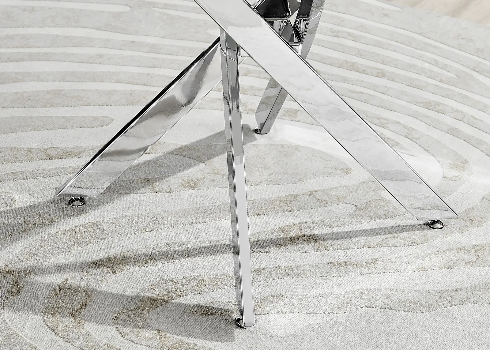 FurnitureboxUK Novara 100cm Round 4-Seater Dining Table With Silver Chrome Legs in White 6