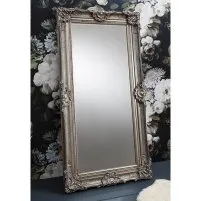 Valley Floor Mirror Rectangular Leaner In Antique Silver