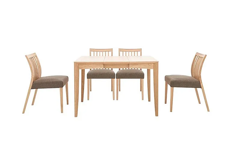 Duplex Small Extending Dining Table with 4 Low Slatted-Back Chairs - Black