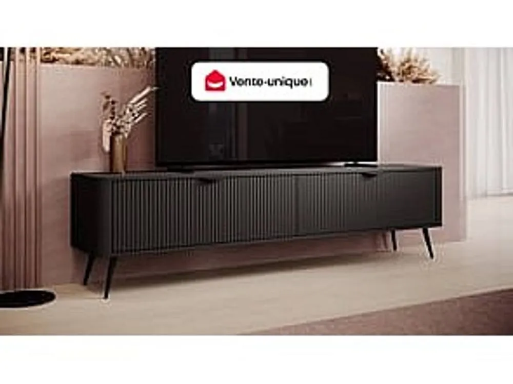 Vente-unique TV Unit In MDF With 2 Doors - Black - ELONARIA 4