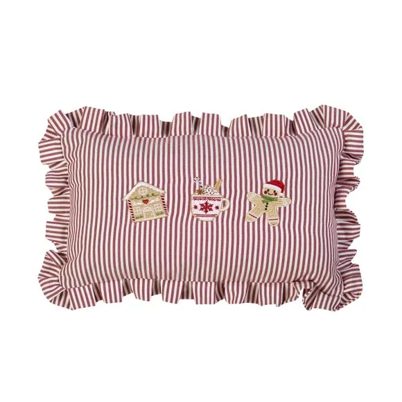 Christmas Gingerbread Stripe Rectangular Cushion 3
