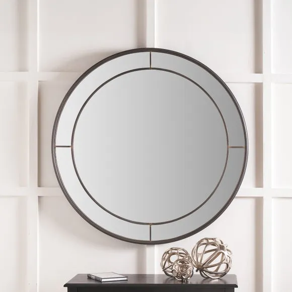 Antique Bronze Metal Round Wall Mirror 1