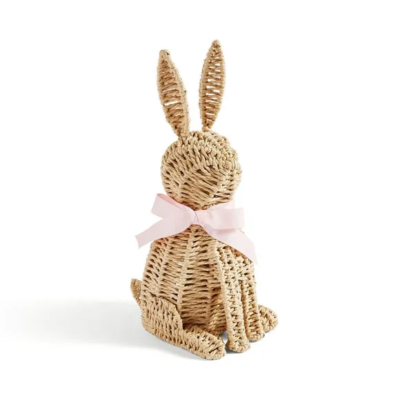 Paper Rattan Bunny Decoration with Bow 2