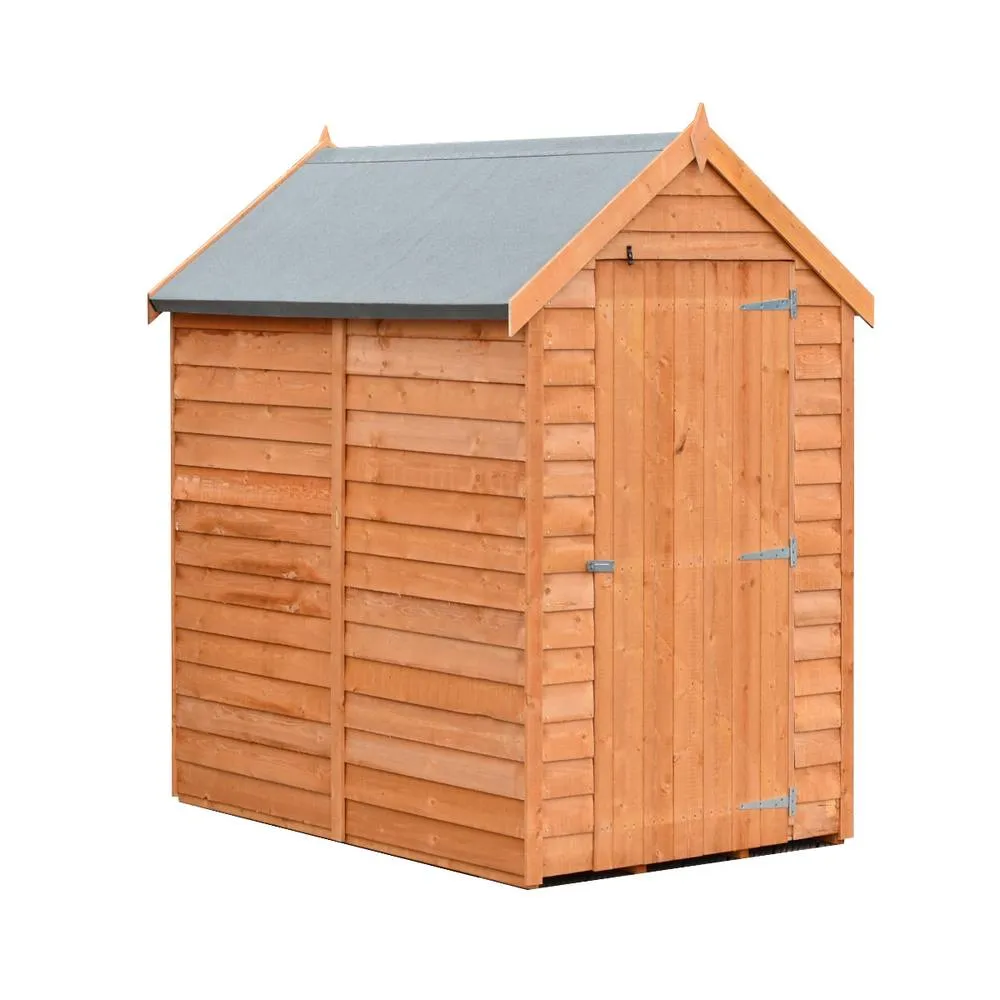 Shires Overlap 6 x 4 Feet Dip Treated Value Range Apex Shed Single Door in Brown 2