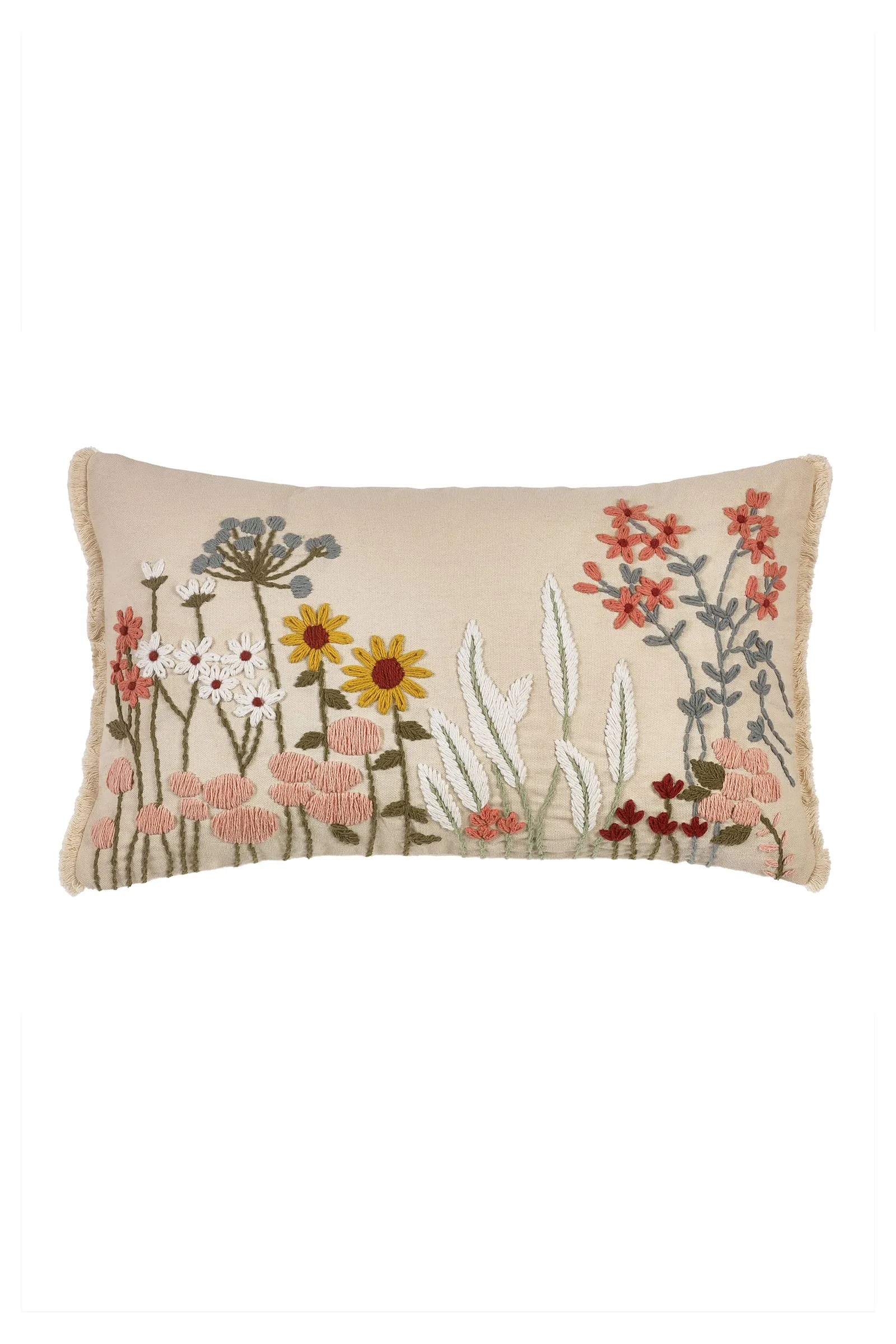 Catherine Lansfield 'Countryside Floral' Embellished Cushion in Natural 3