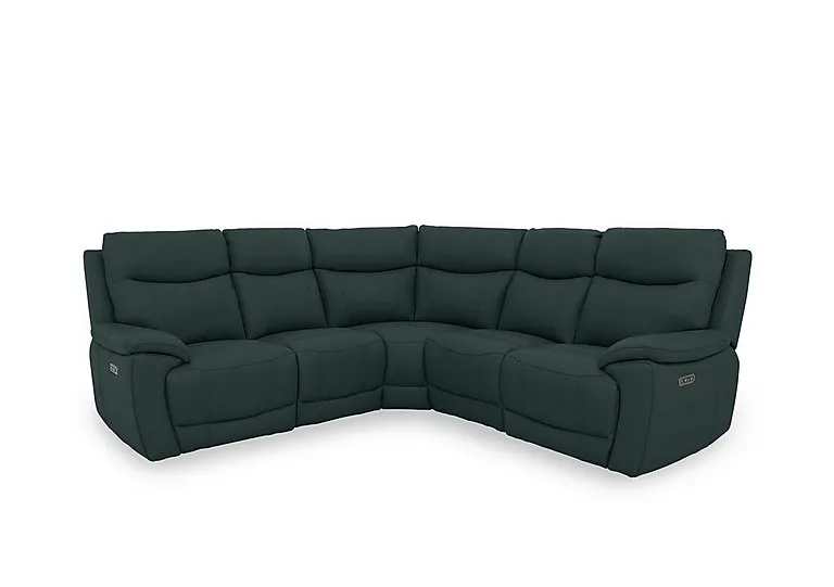 Sloane Leather Large Power Recliner Corner Sofa with Power Headrests - Peacock