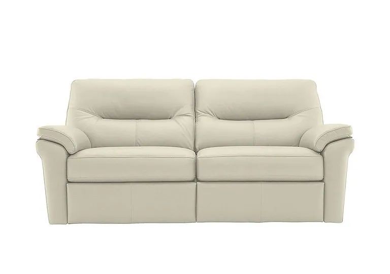 Seattle 3 Seater Leather Power Recliner Sofa with Power Lumbar and Heated Seats - Cambridge Chalk
