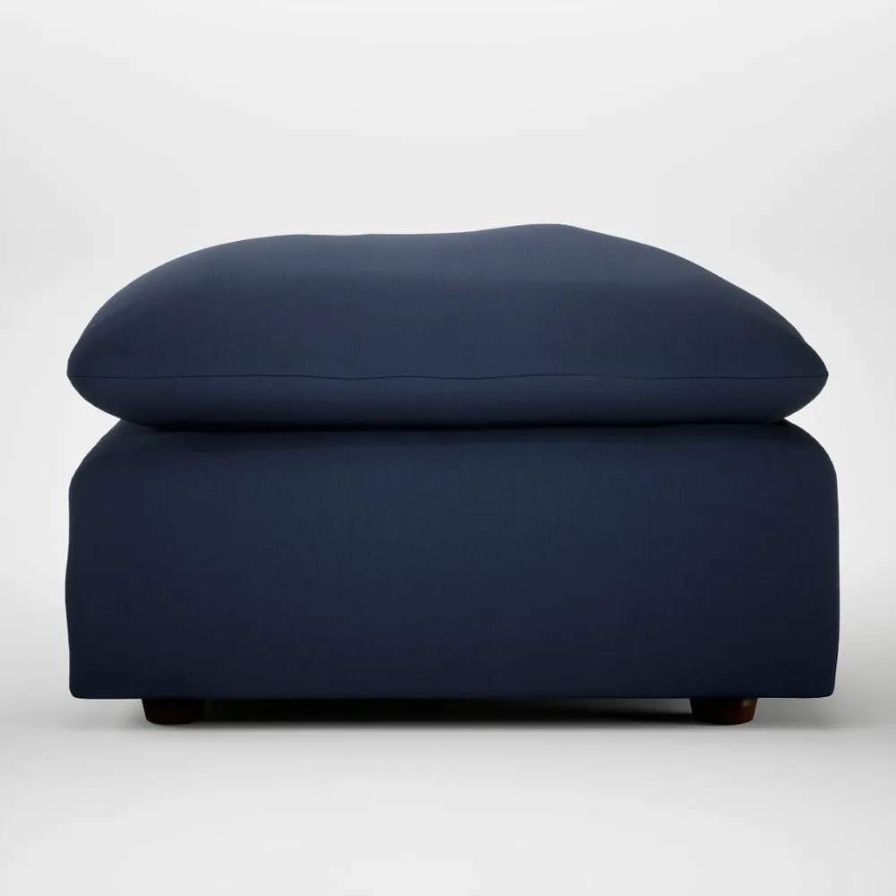 Heal's Astrid Ottoman Smart Cotton Linen Indigo Walnut Stained Beech Feet 2