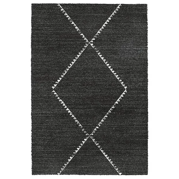 Mehari Berber Single Diamond Rug  Charcoal