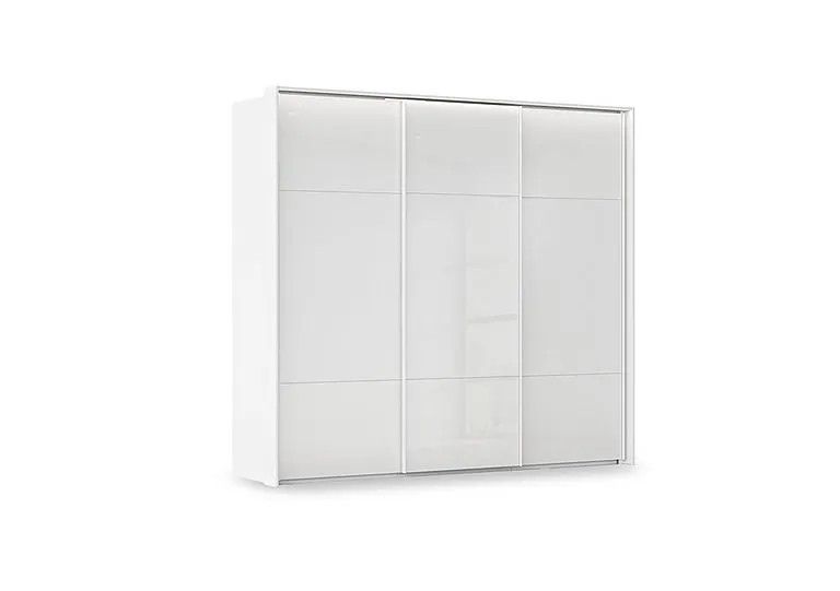 Haven 250cm 3 Door Slider Wardrobe with Glass Doors and Lights