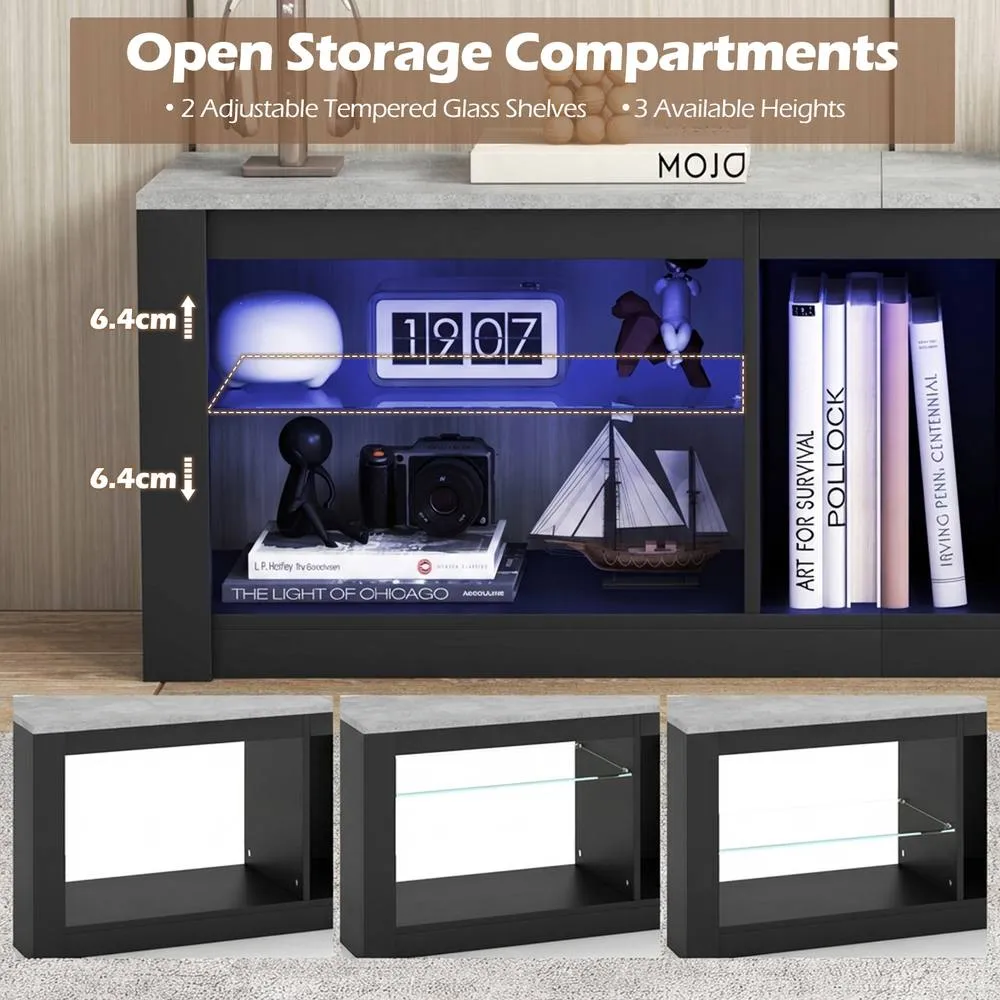 Costway Modern Entertainment Center LED Gaming TV Console Table in Dark Grey 4