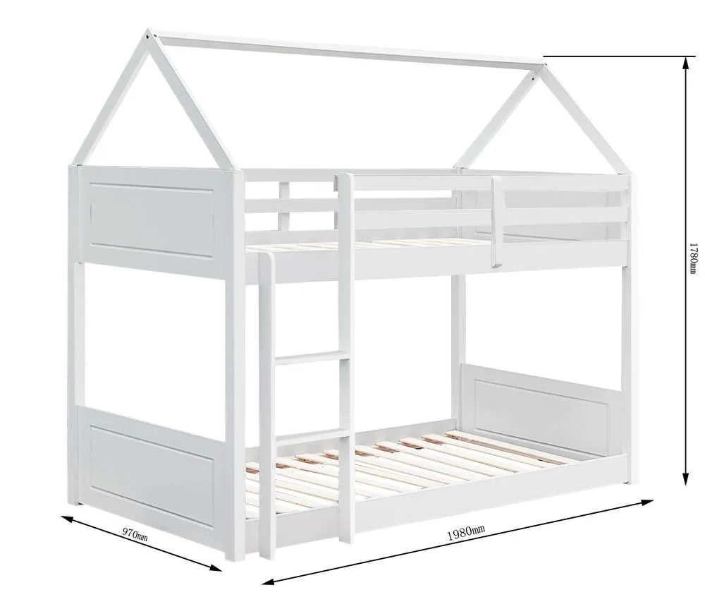 Comfy Living Ltd 3ft House Style Bunkbed in Natural Grey or White 4