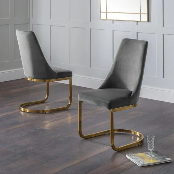 Vittoria Set of 2 Cantilever Dining Chairs, Velvet 2