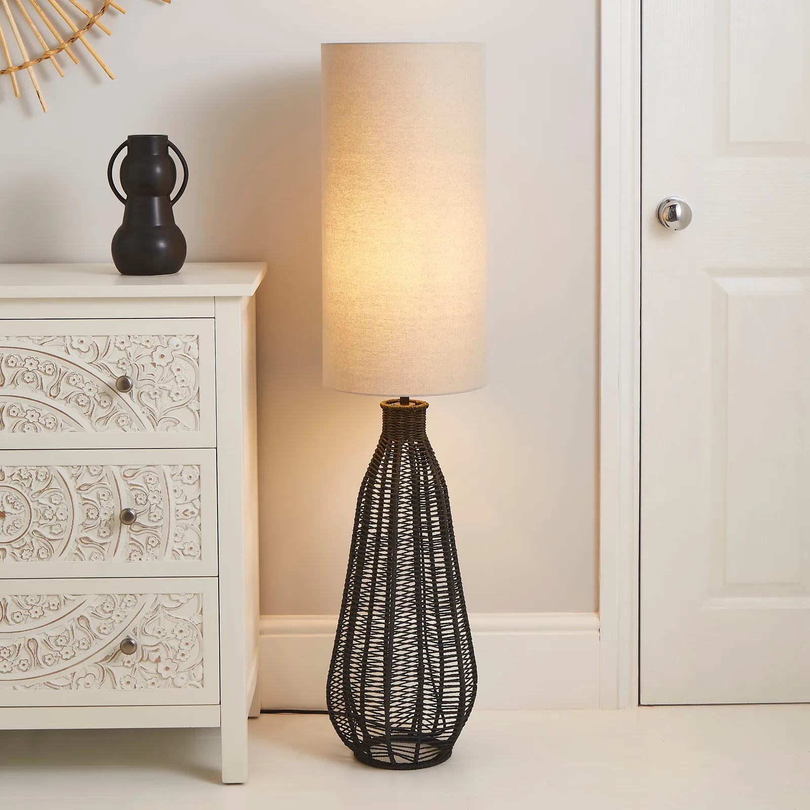 Kylo Woven String Floor Lamp Charcoal
