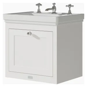 Bayswater Hartleigh Pointing White Traditional Wall HUng Vanity Unit & 3 Tap Hole White Recessed Basin - 500mm 2