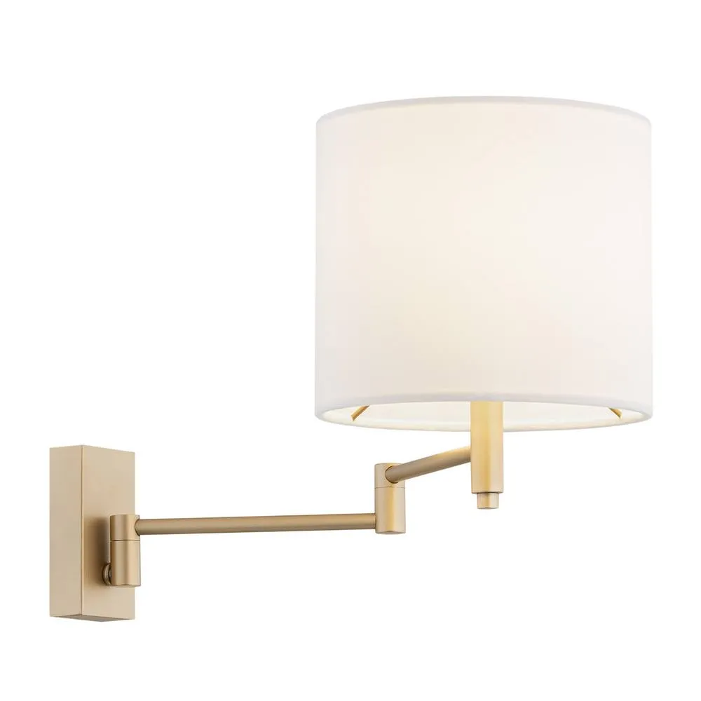 Netlighting Dolce Adjustable Arm Wall Lamp With Shade White Gold