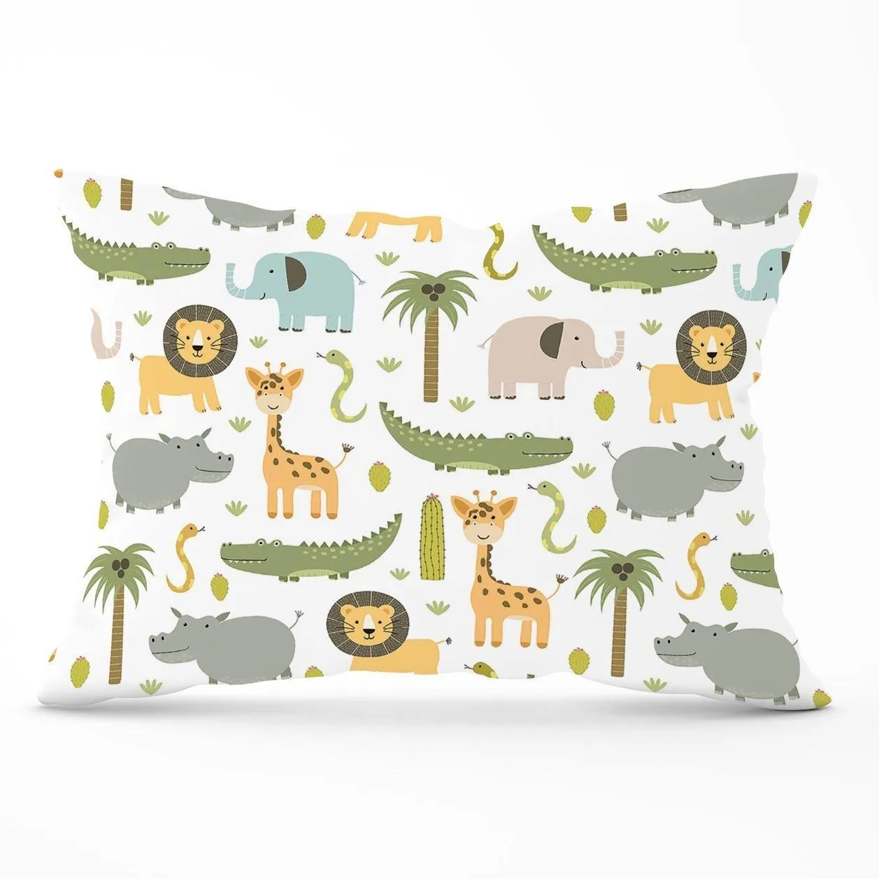 Warren Reed - Designer Cute Safari Animals Cushions in Green