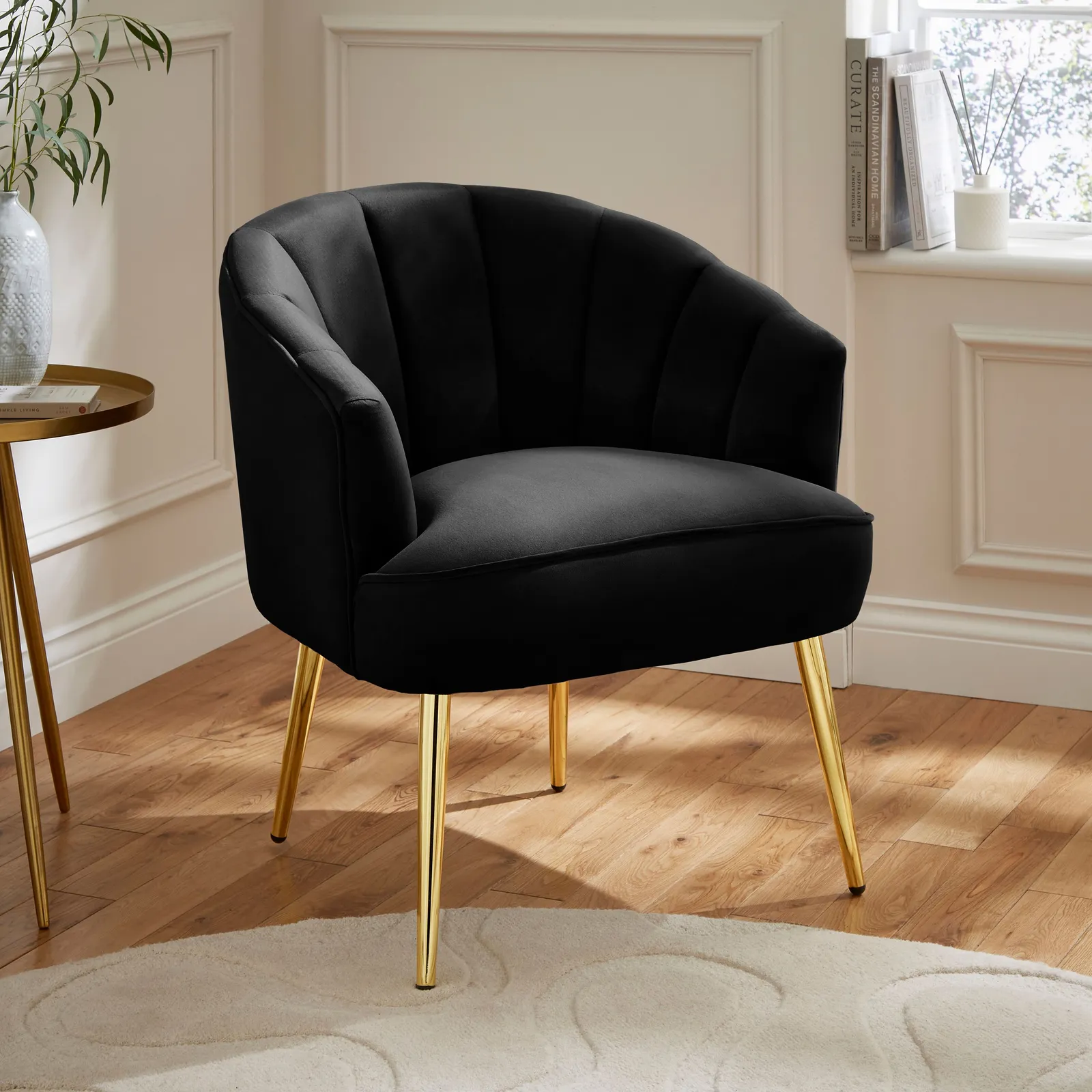 GFW Pettine Velvet Accent Chair in Black