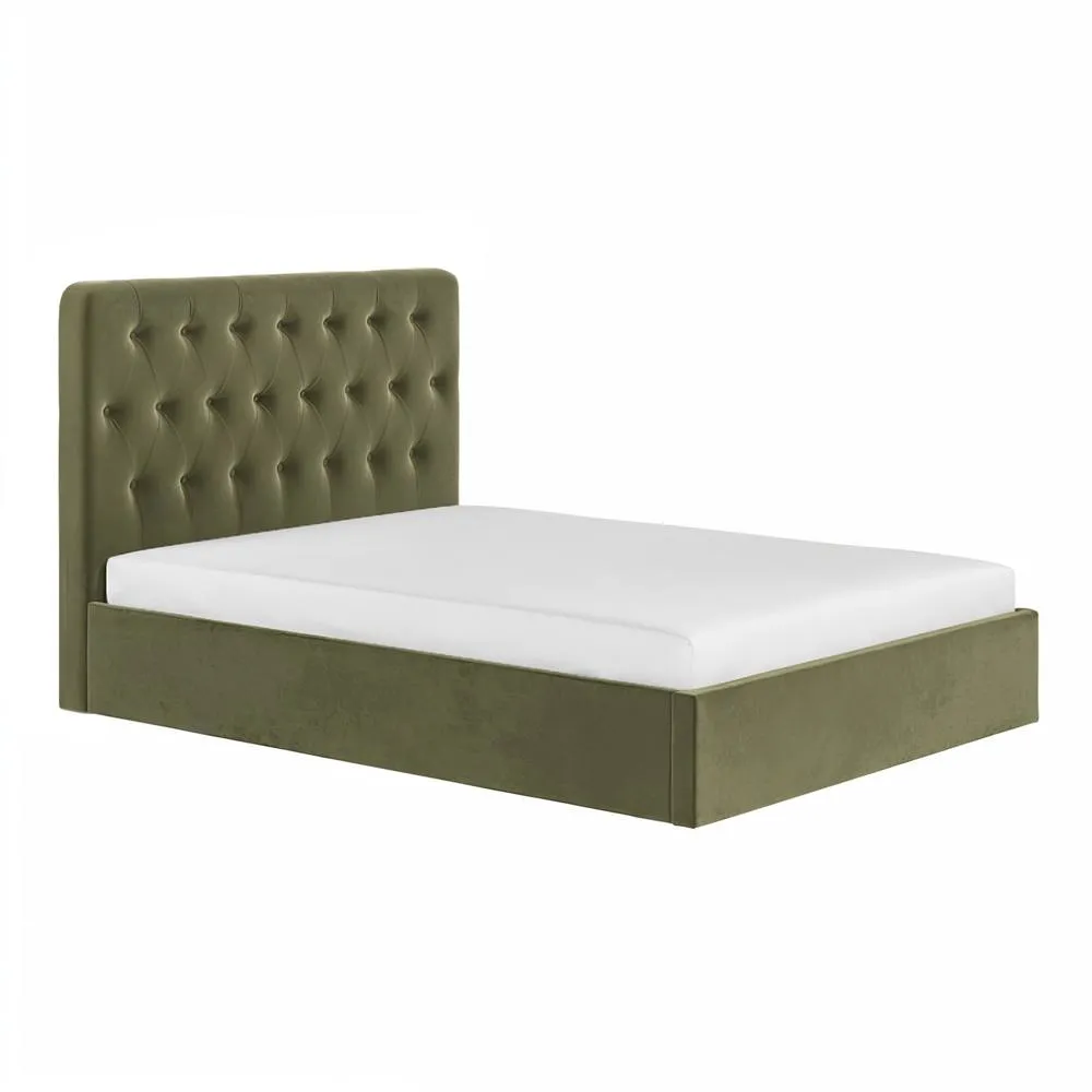 Flair Marley Buttoned Headboard Ottoman Bed Green Velvet 5